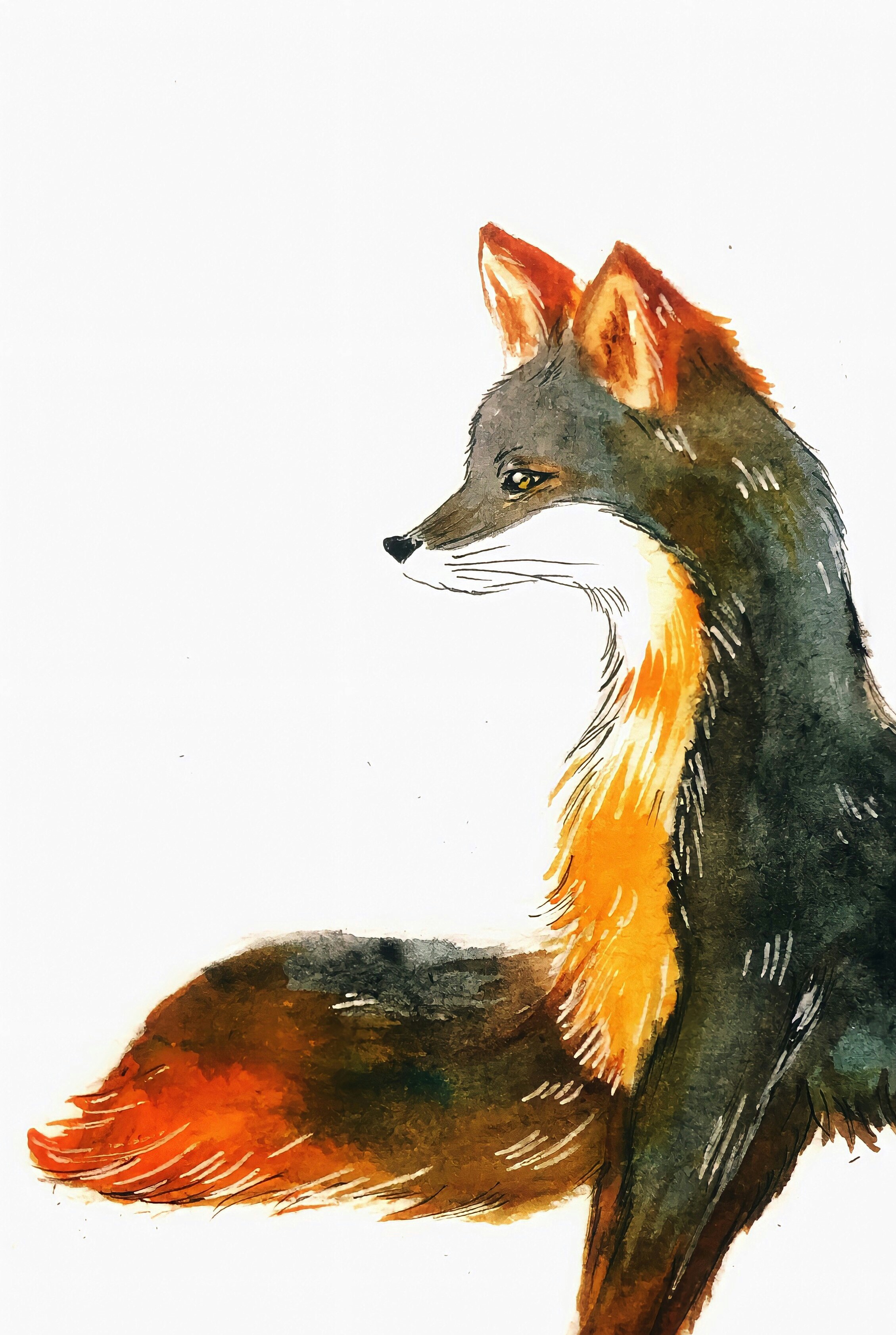 Watercolor Animal Portrait - Fox